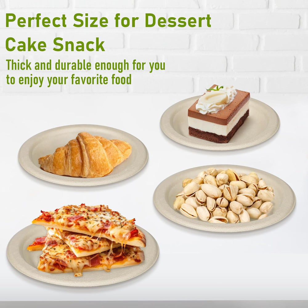 Compostable Small Paper Plates 6 inch, 300 Pack Dessert Plates