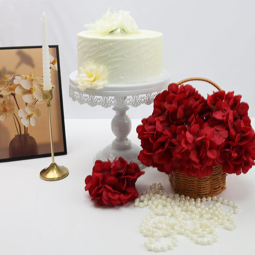 Red Hydrangea Artificial Flowers Bulk with Stems 64 Pcs