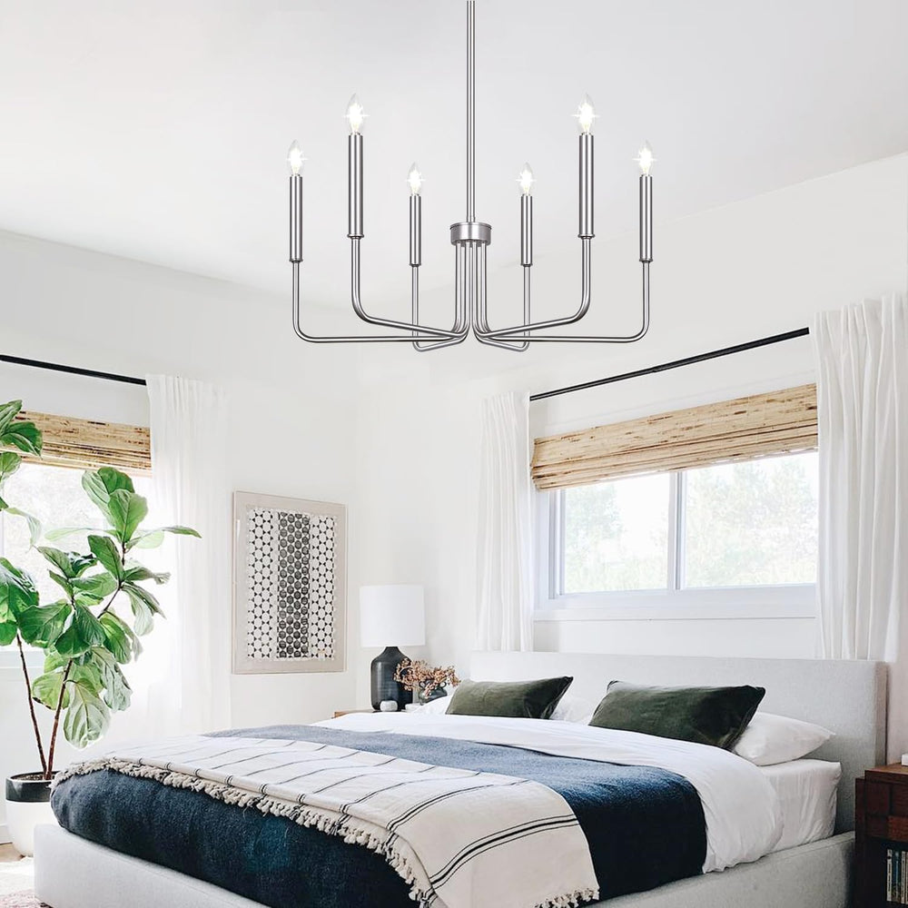6-Light Farmhouse Chandelier for Dining Room Lighting Fixtures Hanging, Brush...