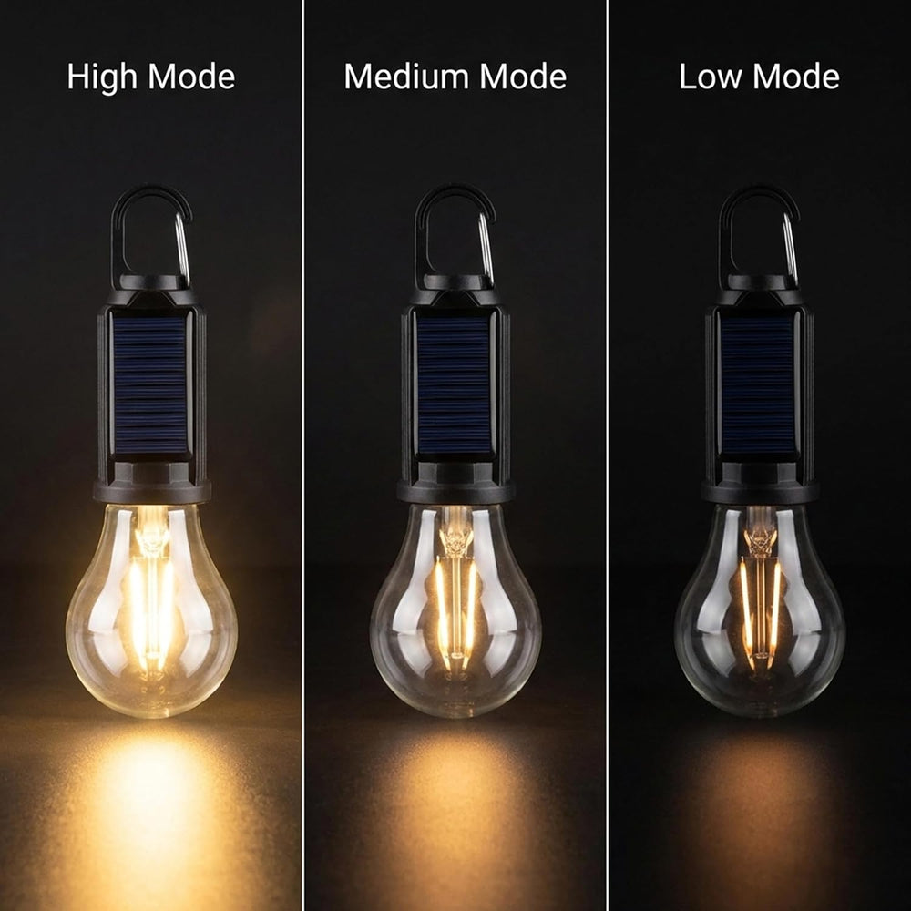 4-Pack Solar LED Camping Lantern - Rechargeable with Clip Hook