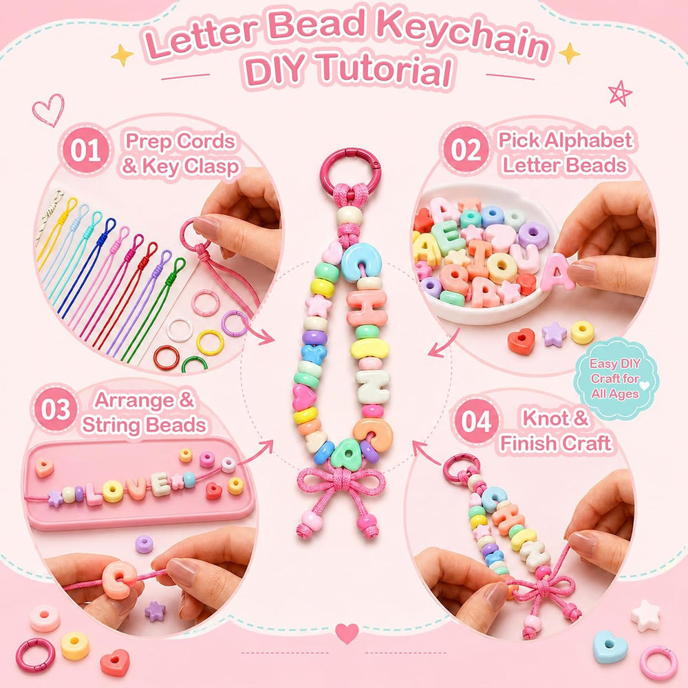 420Pcs Chunky Large Letter Beads DIY Keychain & Bracelet Making Kit