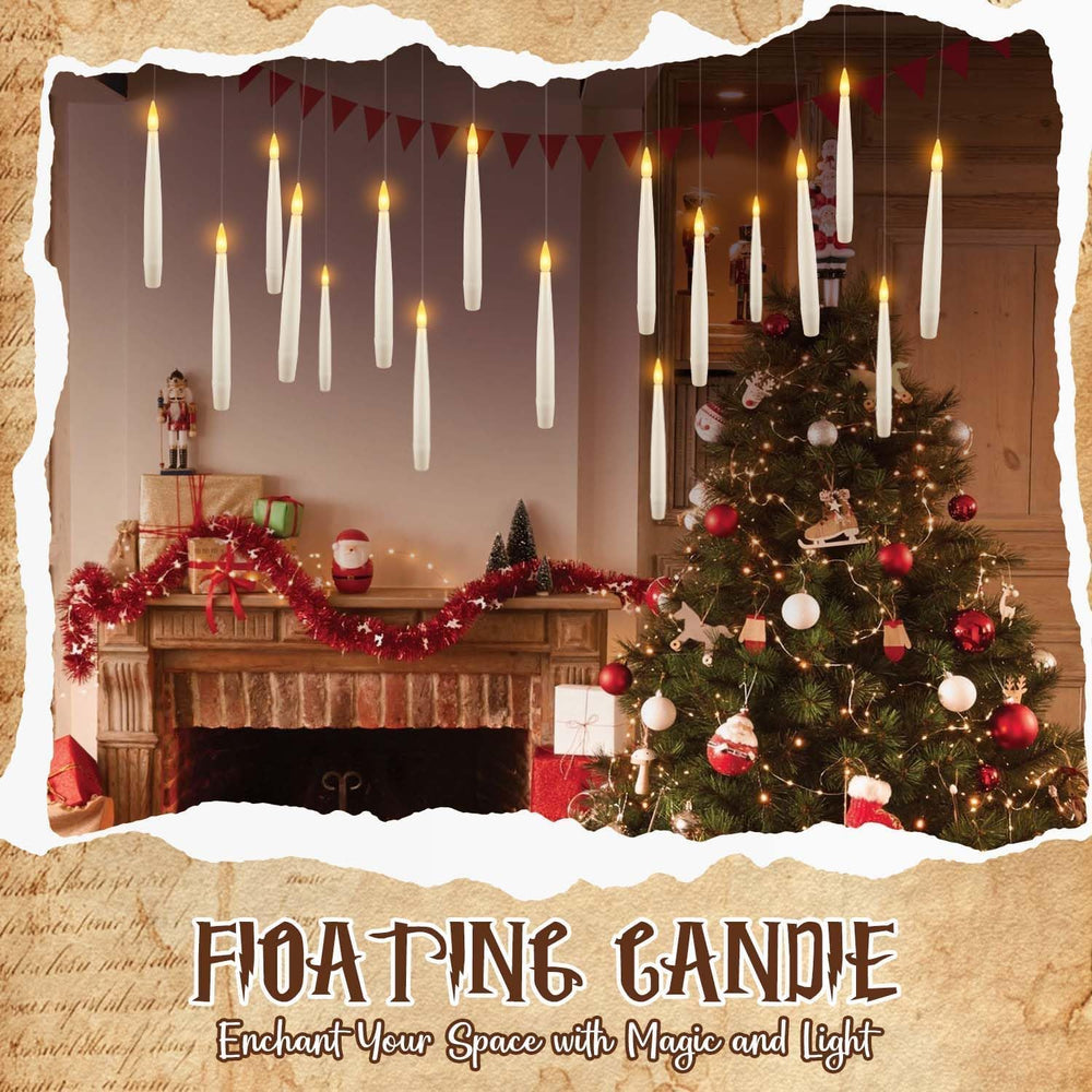 fclayvts 36PCS Floating Candles with Wand Remote,Magic Hanging Taper Candle