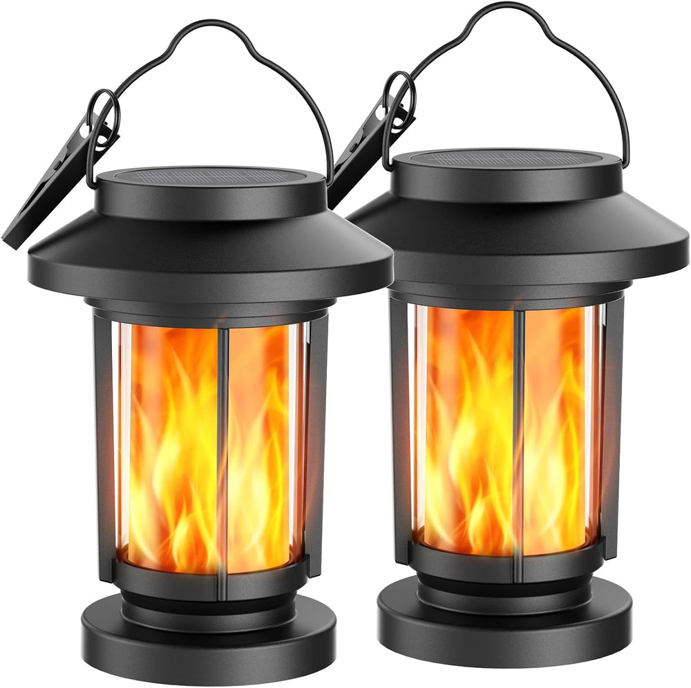 Greluna Solar Lantern Outdoor, Flickering Flameless Solar Lights Hanging Lant...