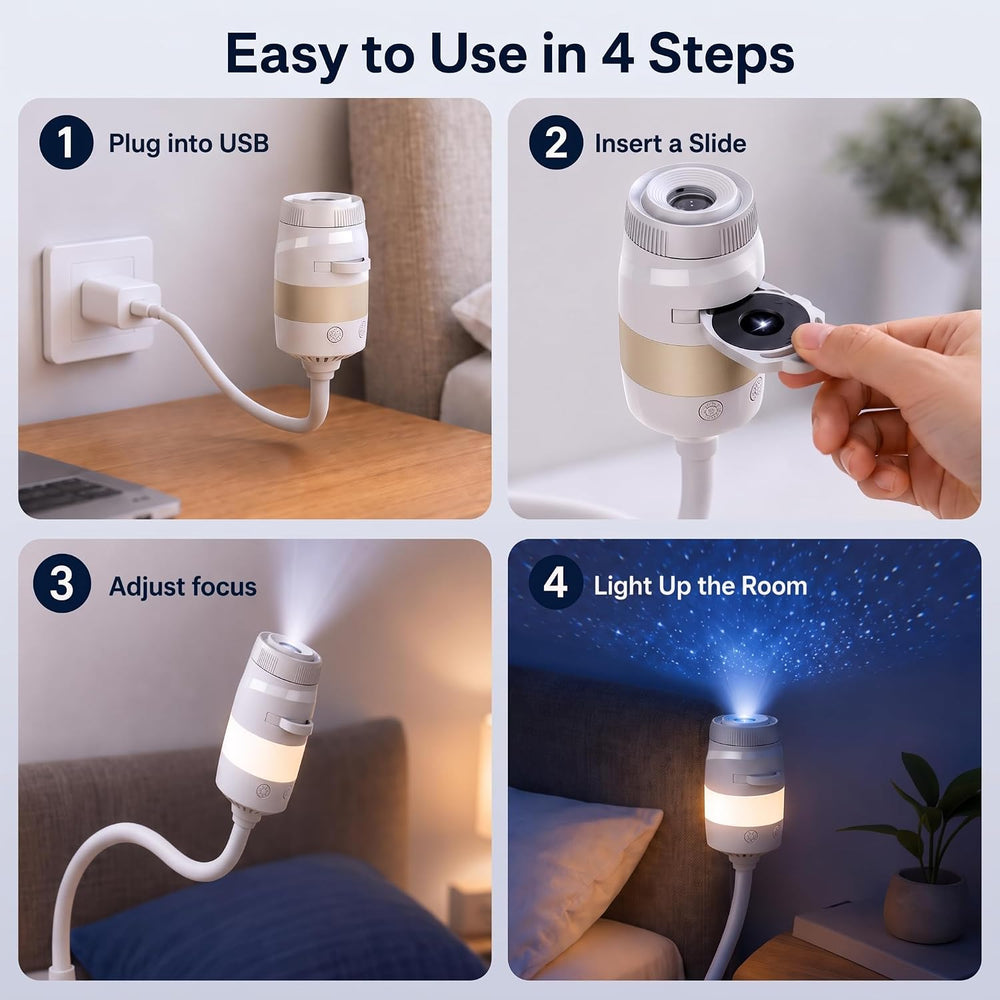 3-in-1 Galaxy Projector Night Light, 13 Discs, 6-Color Ambient Lamp