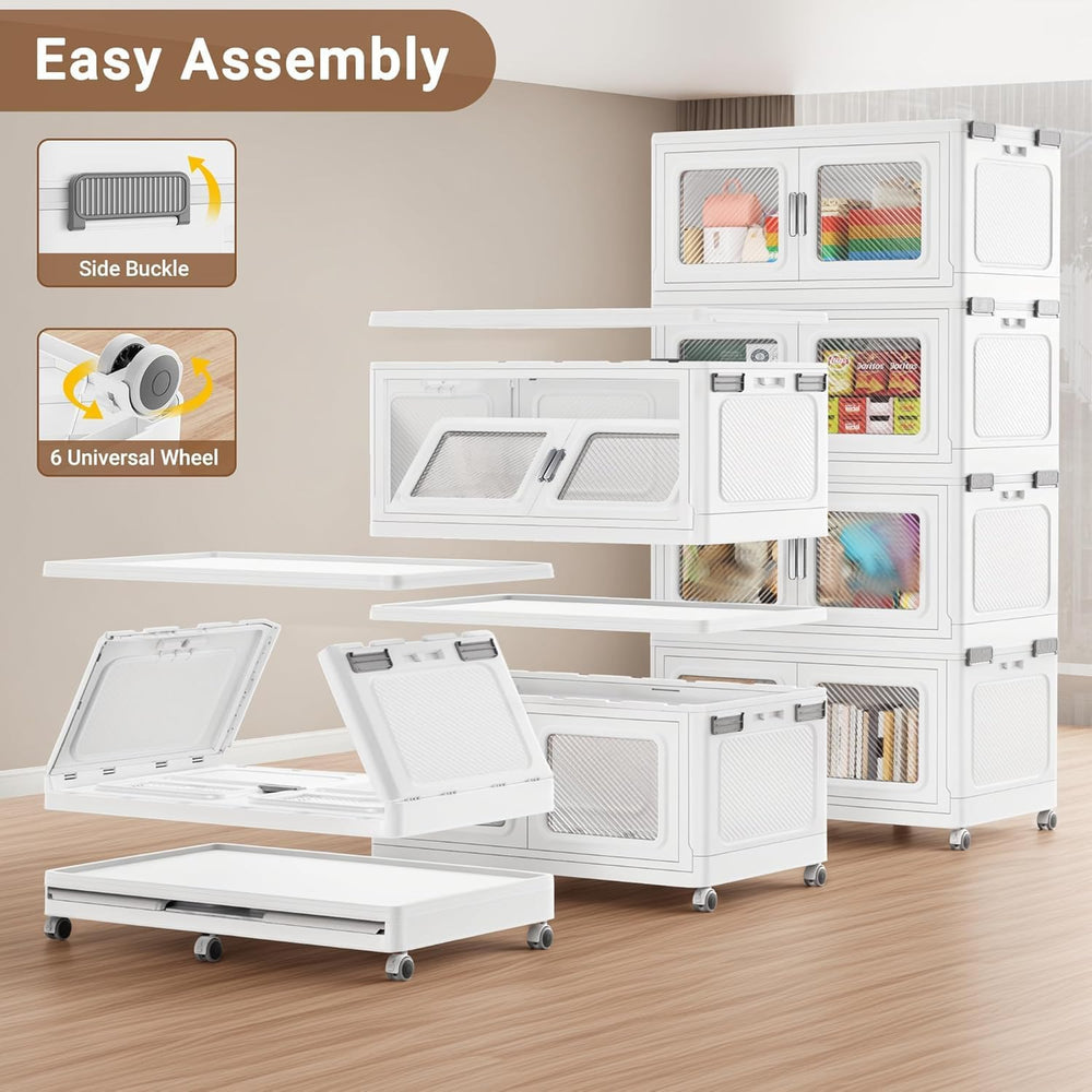 BROVIEW 660qt Extra Large Stackable Storage Bins with Lids White 3 Pack