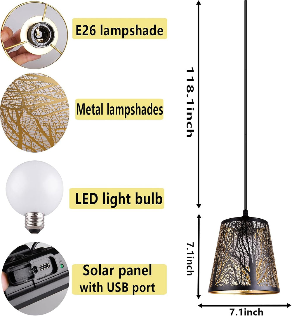 Solar Hanging Chandelier, Outdoor Light with Remote Control