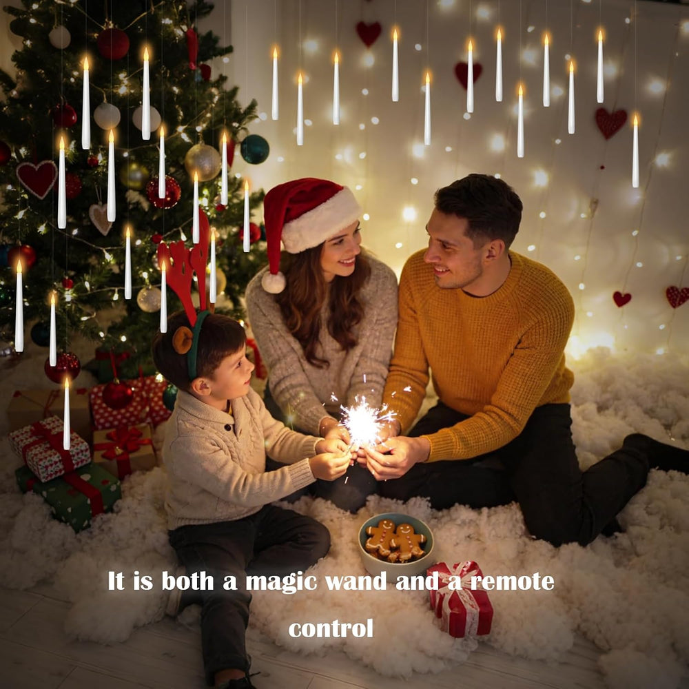 Flameless Floating Candles with Wand,36 Pcs Magic LED Hanging Taper Candles,F...