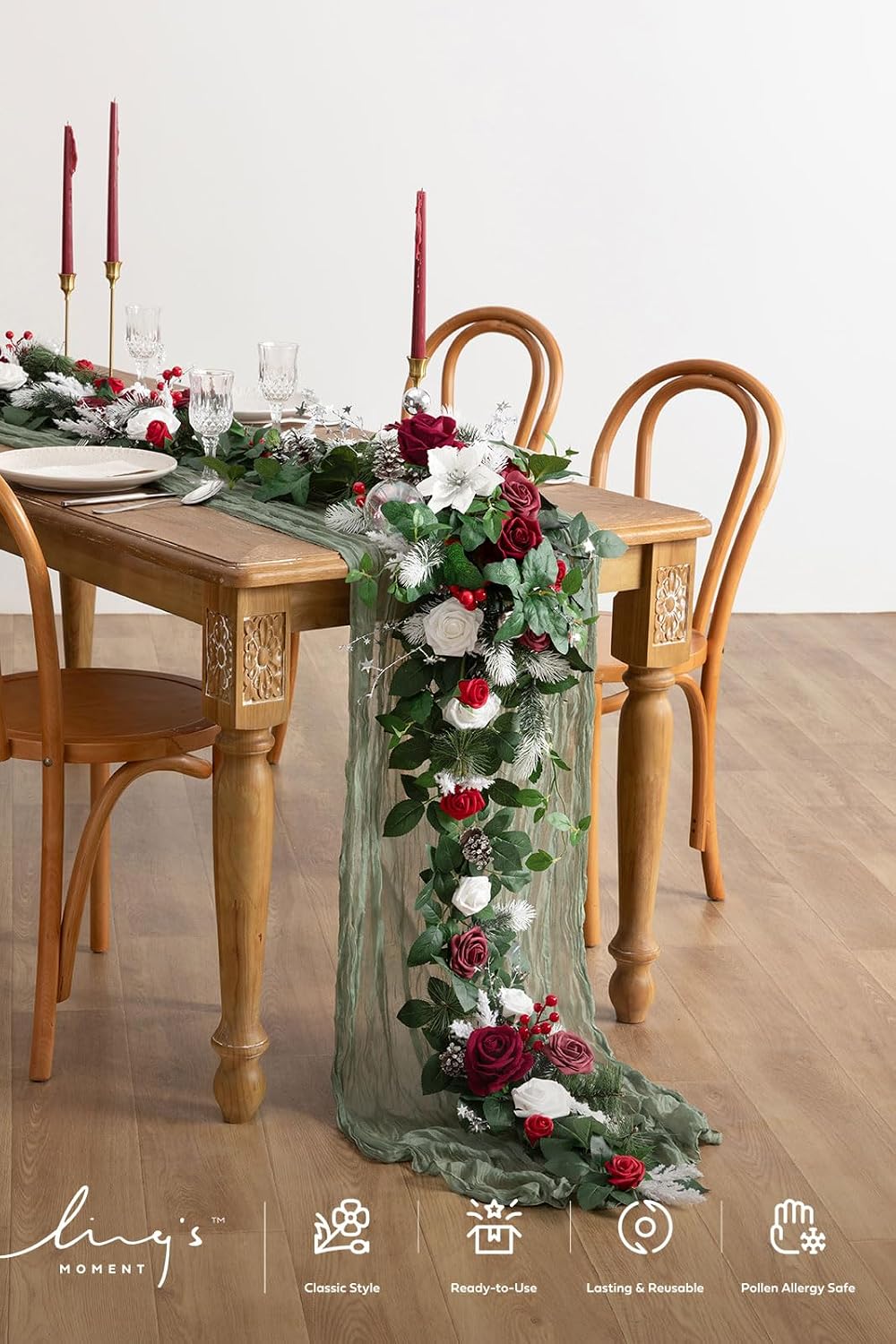 Ling's moment Christmas Artificial Flower Garland Wedding Arch 6 FT