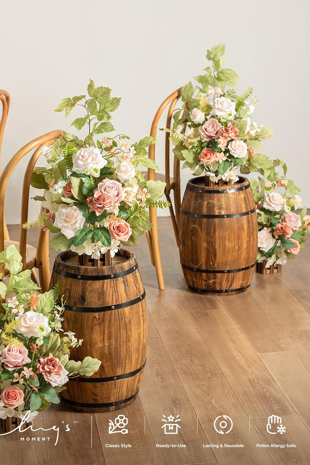 Ling's moment 17.5" Tall Standing Artificial Flowers Arrangements 4p...