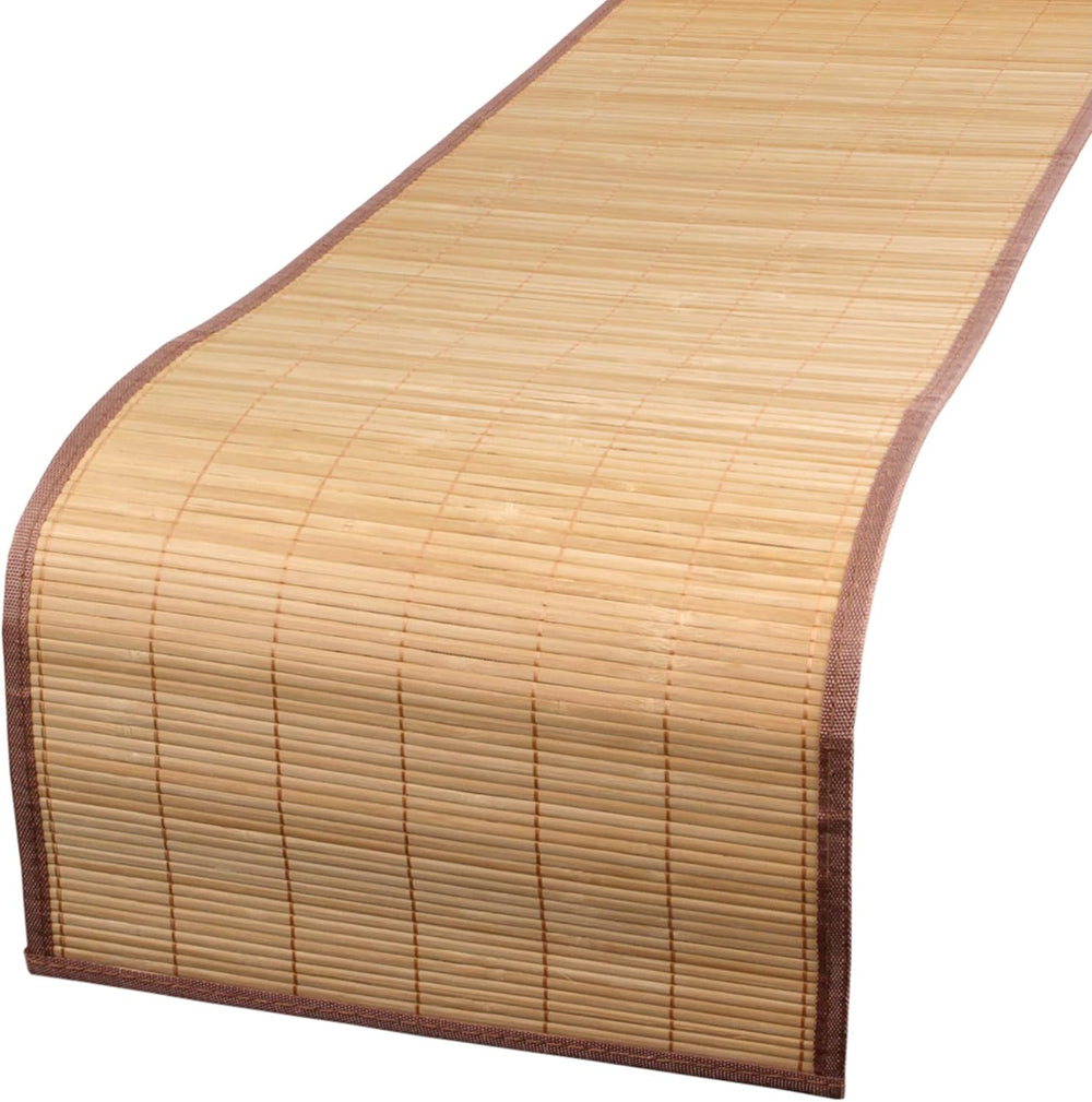 BambooMN Bamboo Table Runner, Brown w/ Brown Border - 2 Piece
