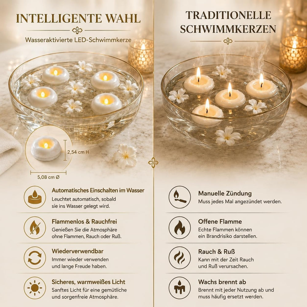 36 Pack 2.3” Flameless LED Floating Candles, Water-Activated Battery Operated...