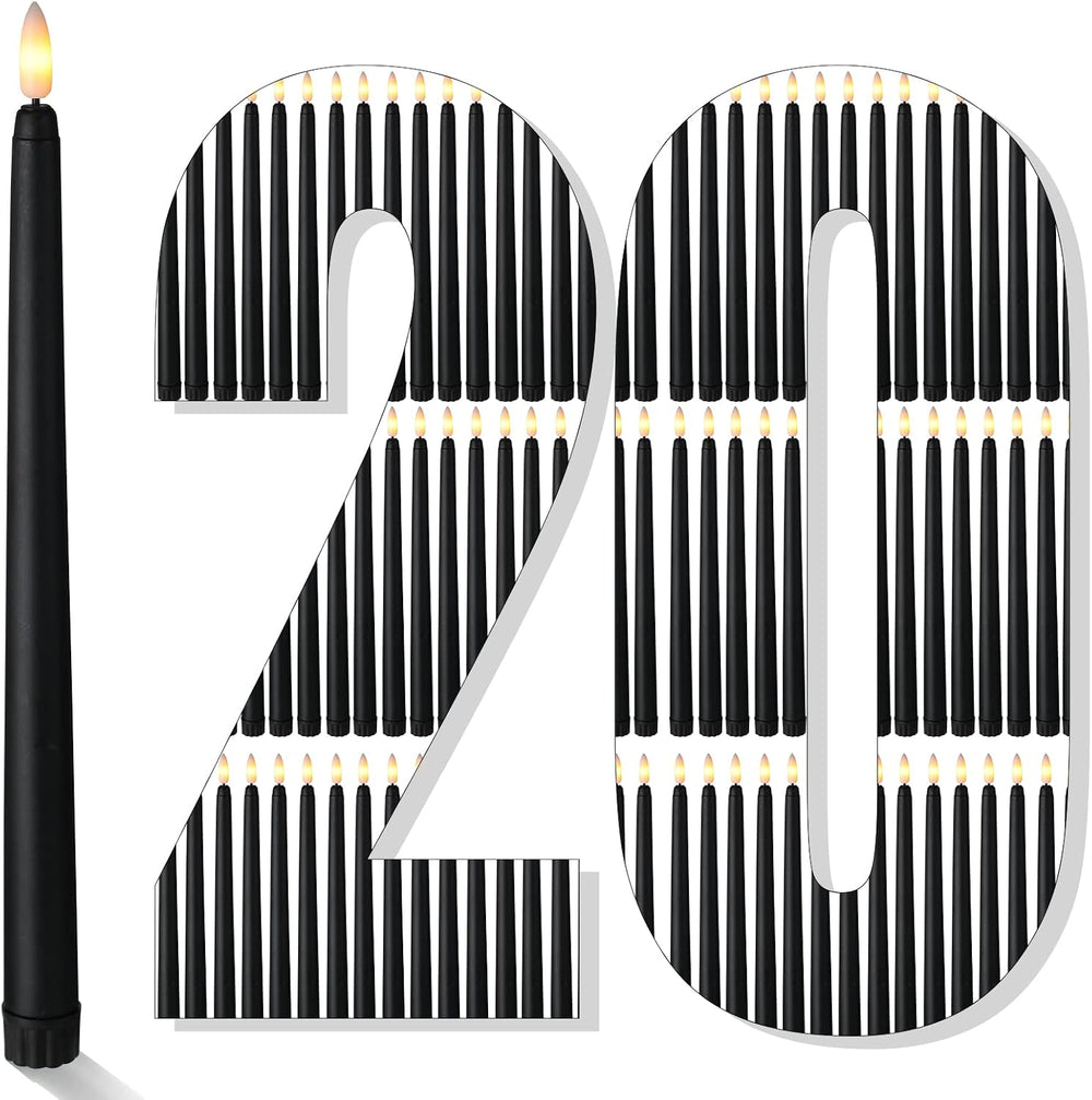 Qunclay 120 Pcs Black Flameless Taper Candles, Battery Operated LED Candles