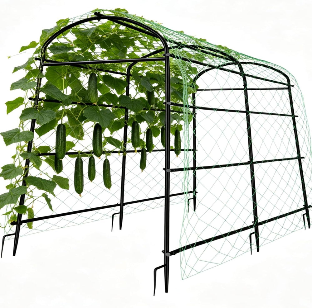 unho 87inch Garden Trellis Arch: for Climbing Plants with Net Metal