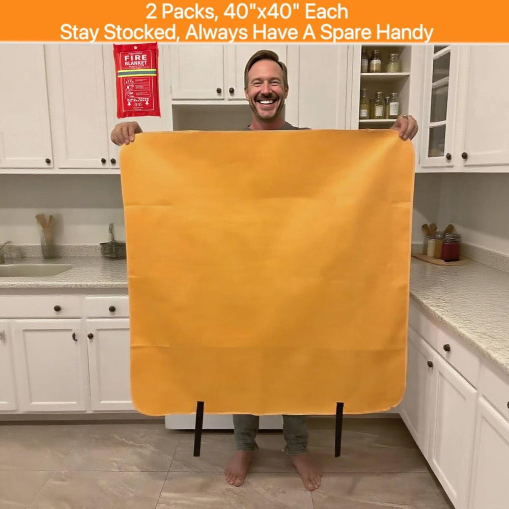 Emergerncy Silicone Fire Blanket for Home and Kitchen, 2 Pack 40"x40&quo...