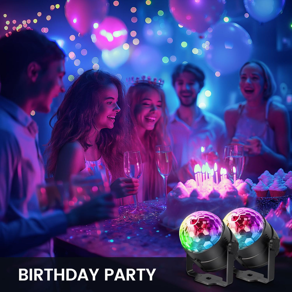 NEQUARE Disco Ball Party Lights 4-Pack, Sound Activated Strobe with Remote