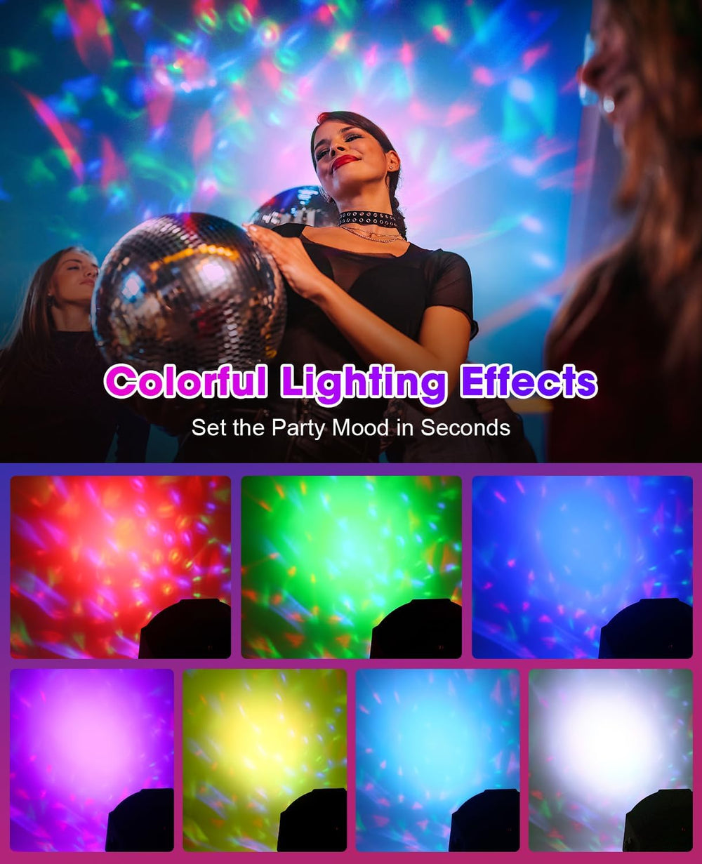2 in 1 Party Lights 2 Pack, Disco Light with 18LEDs Sound Activated 7 Lightin...