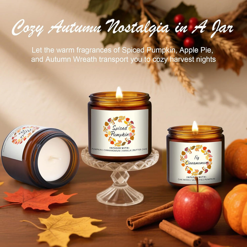 Fall Candles Gifts Set 6 Pack Soy Wax Scented Candle 27 OZ 200 Hrs Burn,Scent...