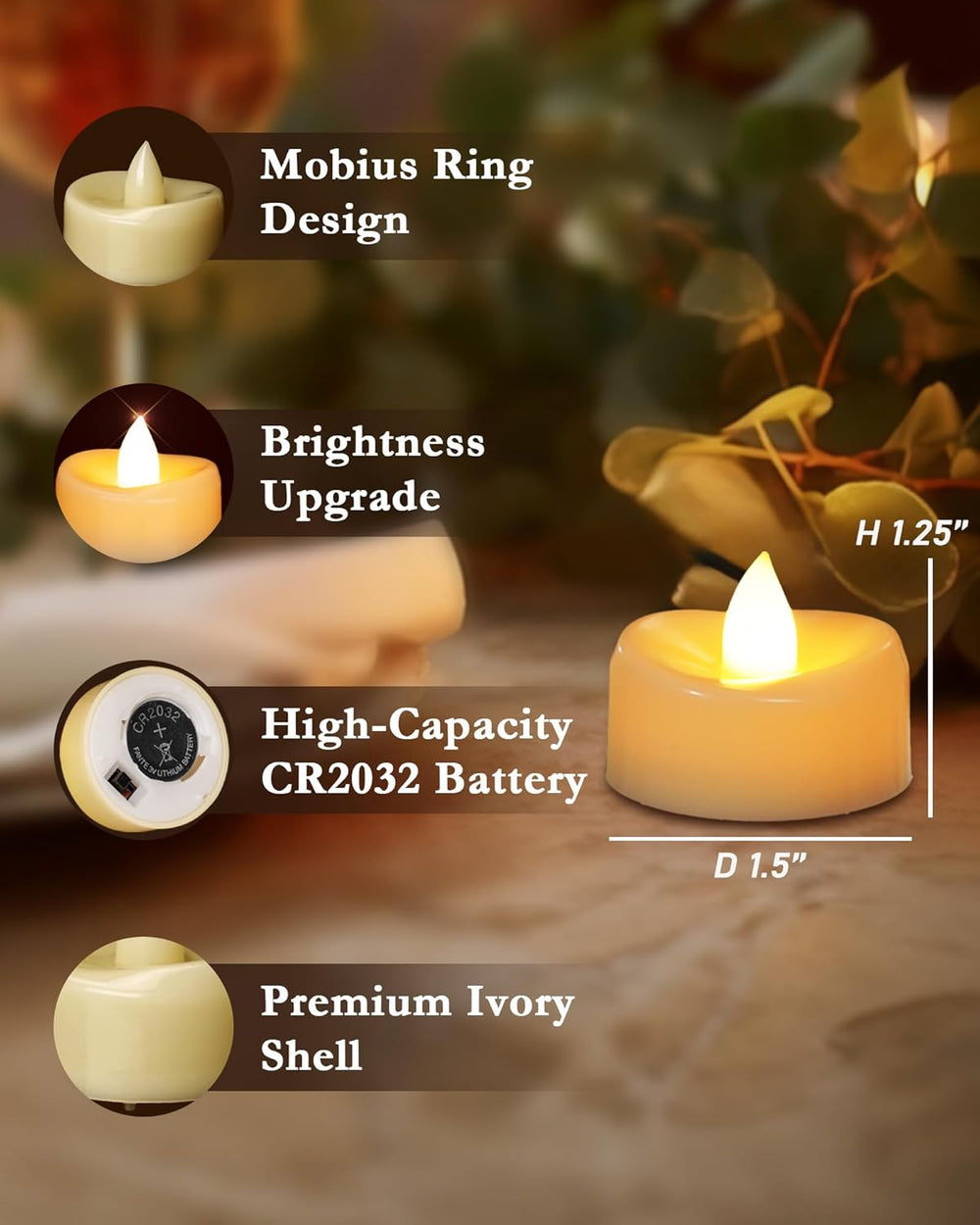 Flameless Candles, 100 Pack LED Tea Lights Candles Battery Operated, Last 200...