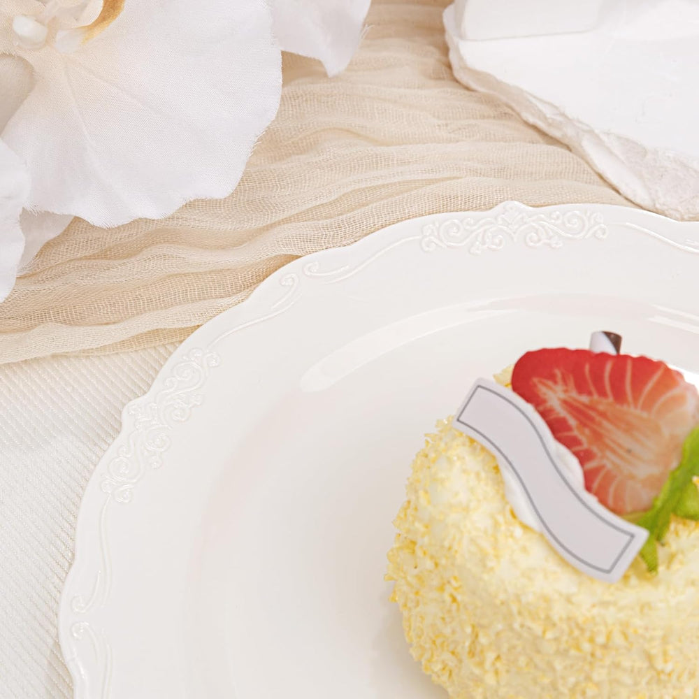 DaYammi 60PCS Ivory Plastic Plates, 7.5 inch Disposable Dessert Plates