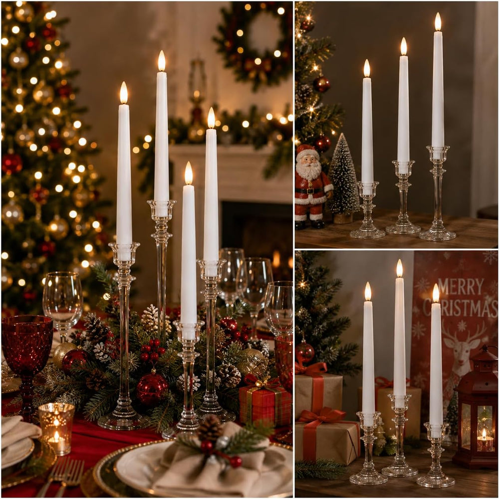 20 Pcs LED Flameless Taper Candles with Remote Timer, 9.65", White