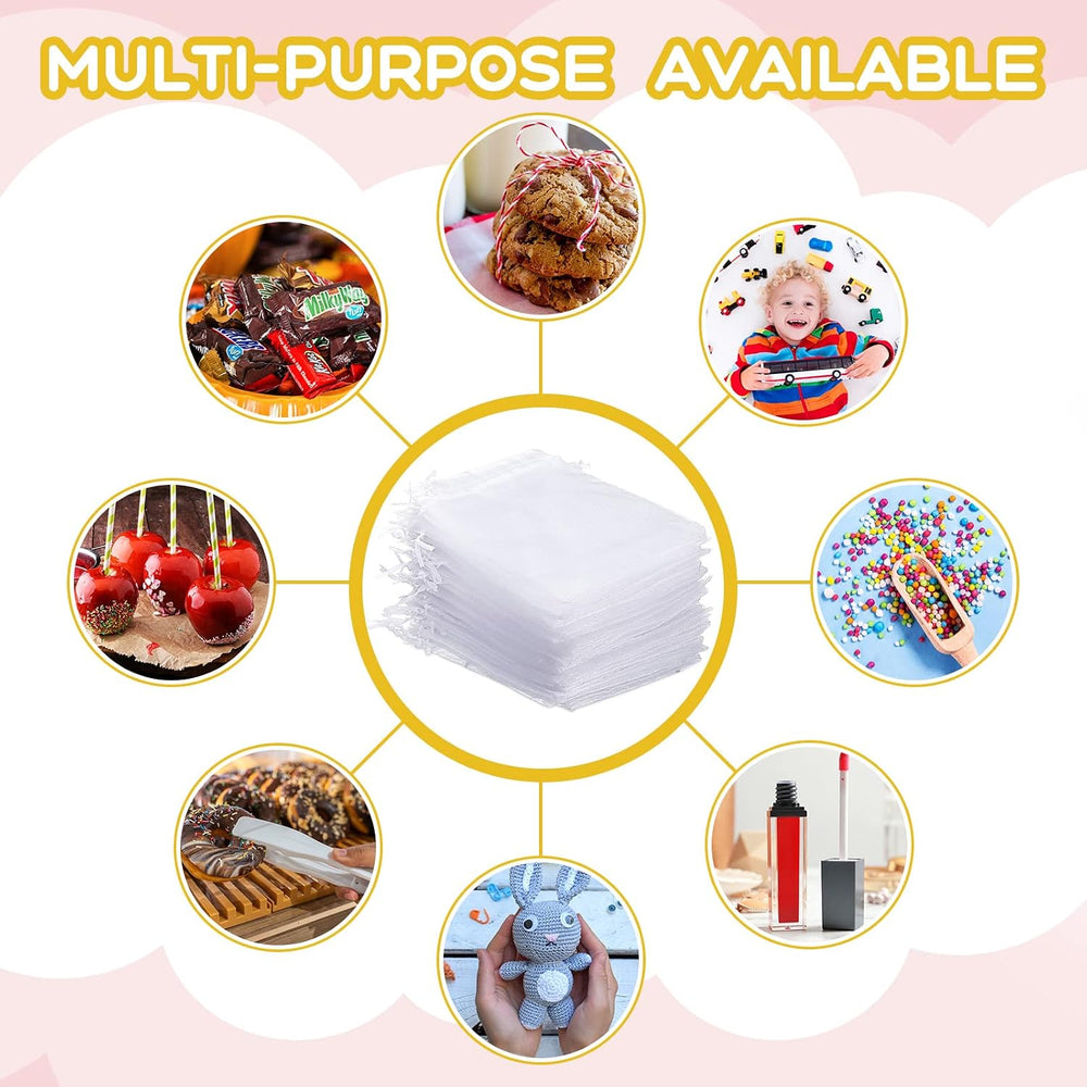 500 Pcs White Organza Bags 5 x 7 Inch Jewelry Gift Bags Small Mesh Drawstring...