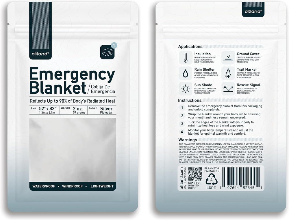 Altland 25 Pack of Emergency Blankets for Winter Survival and Preparedness
