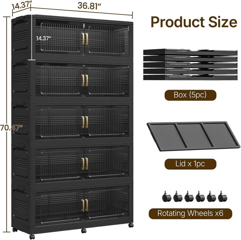 350Gal Extra Large Stackable Storage Bins with Lid, 1400QT Foldable Collapsib...
