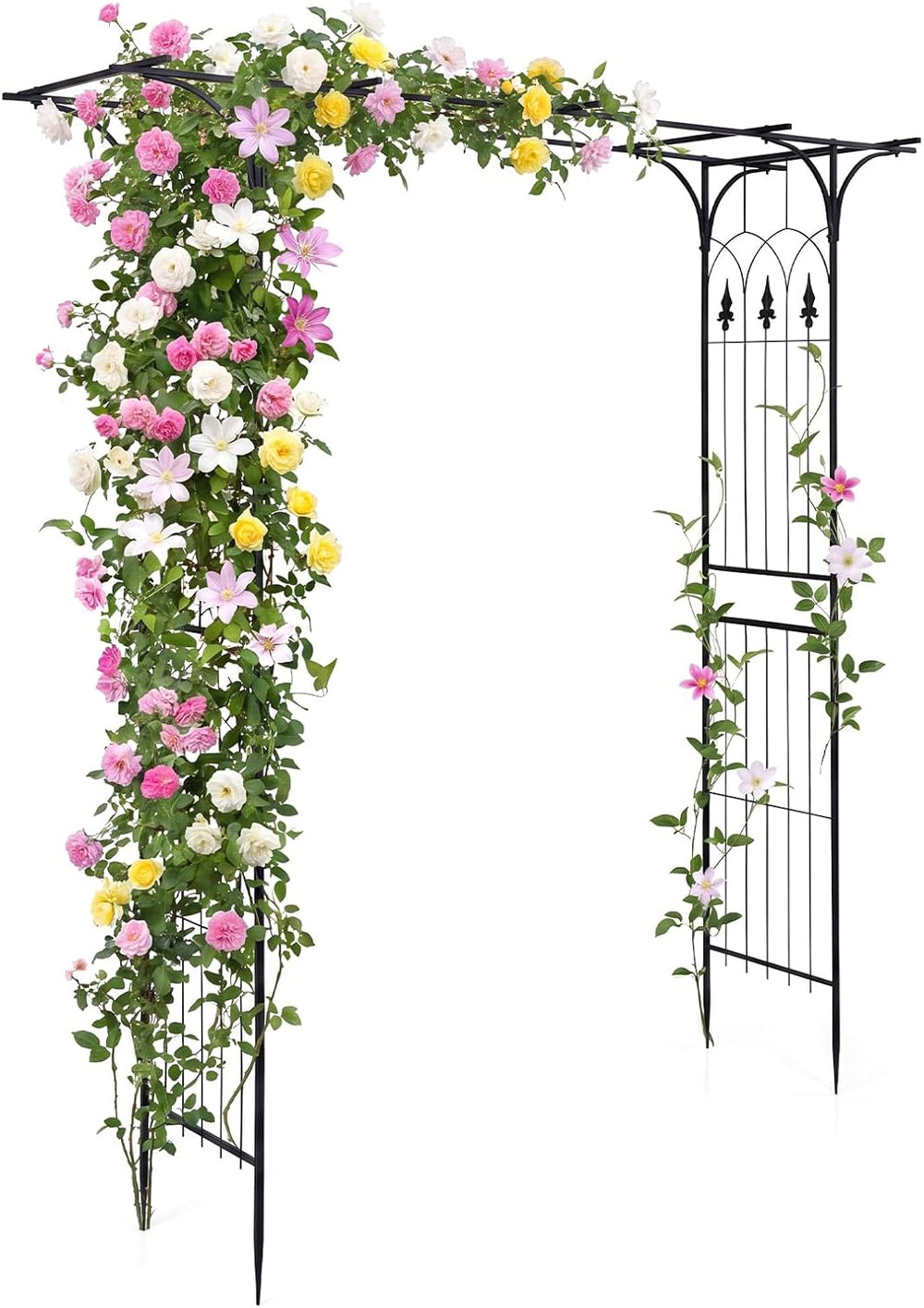 Happygrill 7 FT Metal Garden Arbor with Flat Top Design
