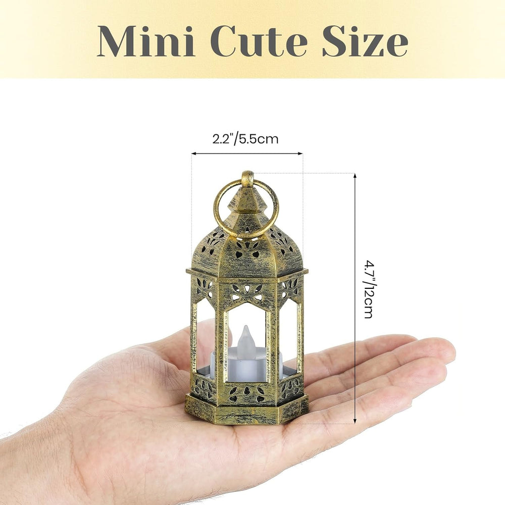 Hewory 10PCS Gold Mini Lanterns for Party Decoration, Remote LED Candles
