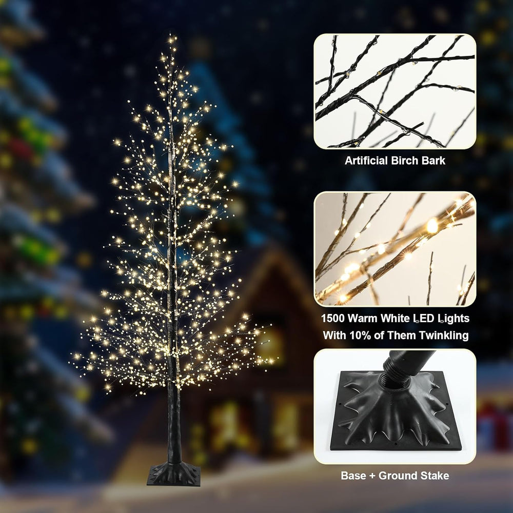 7FT Lighted Halloween Tree,1500 Warm Lights. Indoor Outdoor Halloween Decor