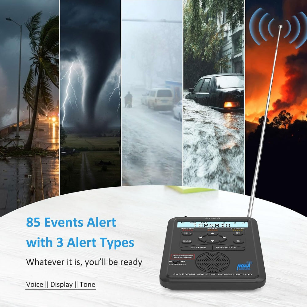DreamSky Weather Radio NOAA Alert with Battery Backup & FM Radio for Home