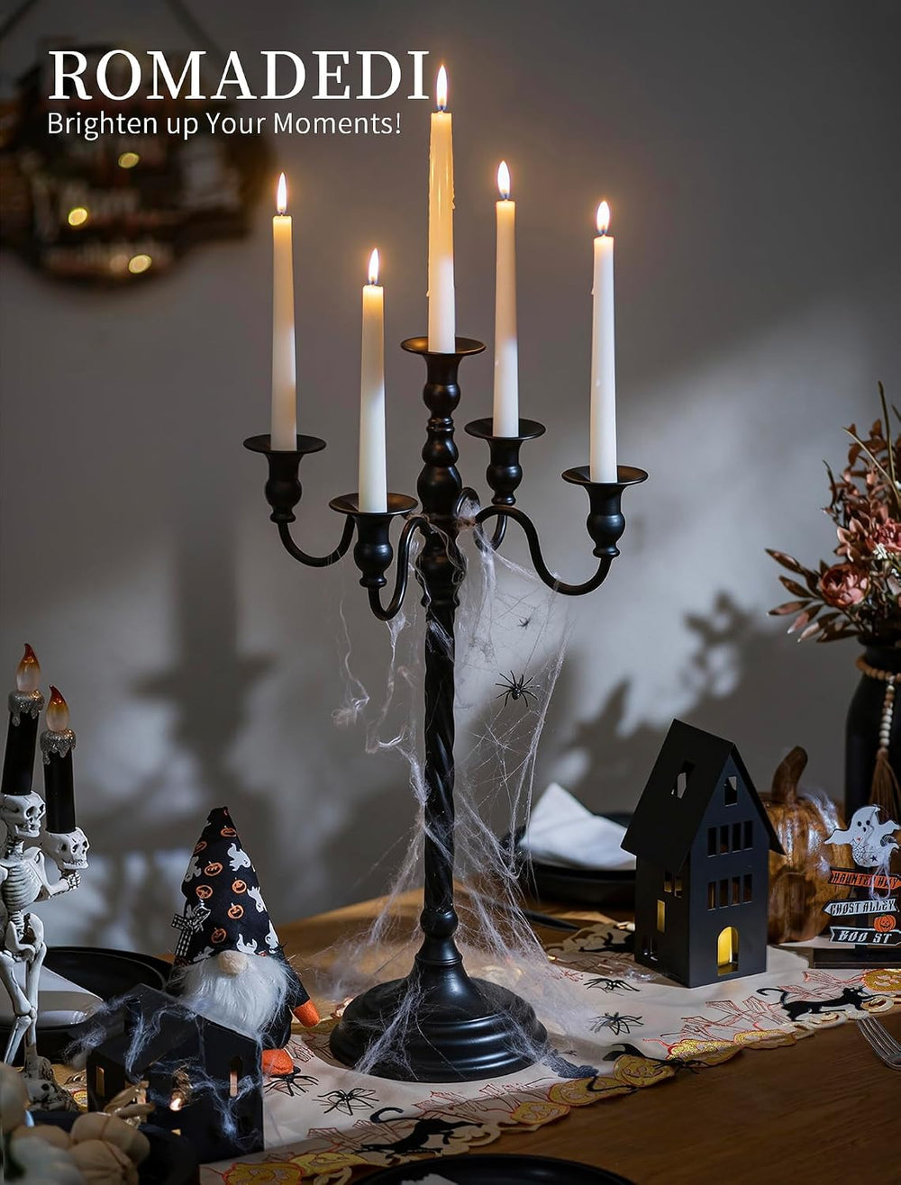 Romadedi Black Halloween Candle Holder: 22-Inch Tall Candelabra