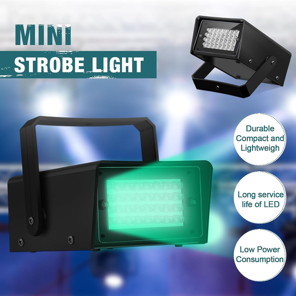 Treela 4 Pack Strobe Party Light Small Bright LED Outdoor, Green, 24 LED