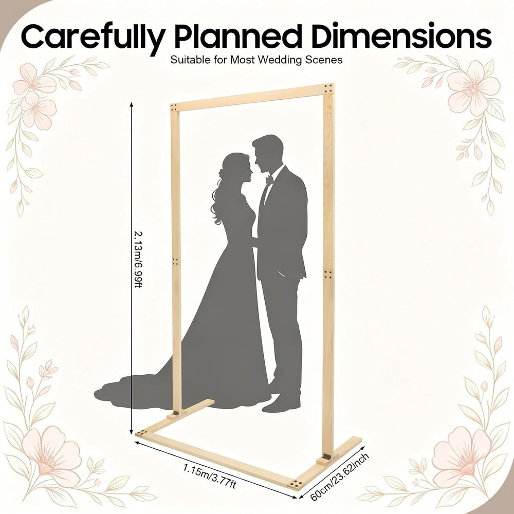 7FT Square Wedding Arch Backdrop Stand, 6.83LBs Wooden Wedding Arch Garden Ar...