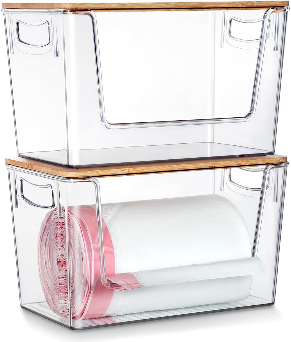 2 Pack Trash Bag Holder Dispenser, Extra Large Garbage Bags Holder, Stackable...