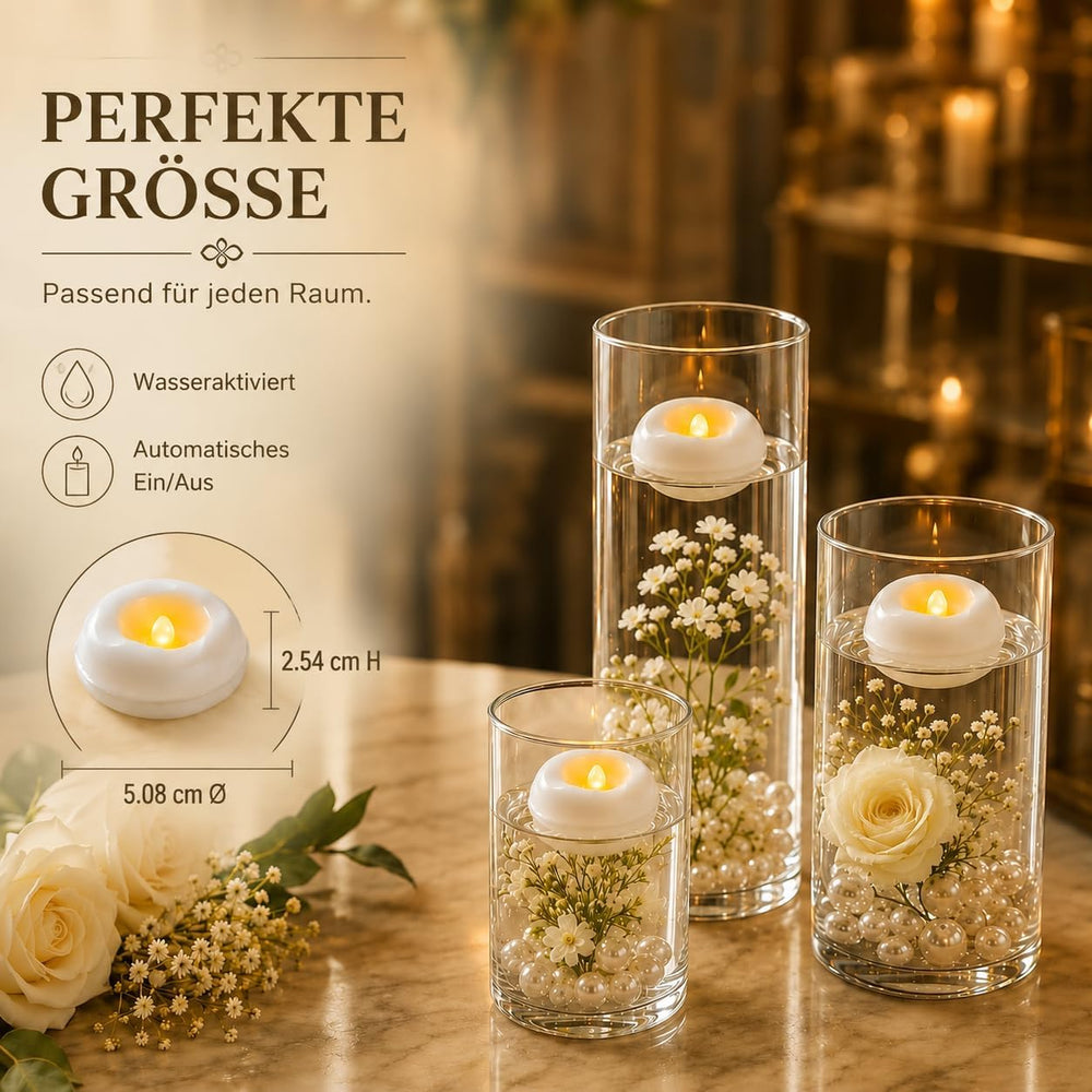 36 Pack 2.3” Flameless LED Floating Candles, Water-Activated Battery Operated...