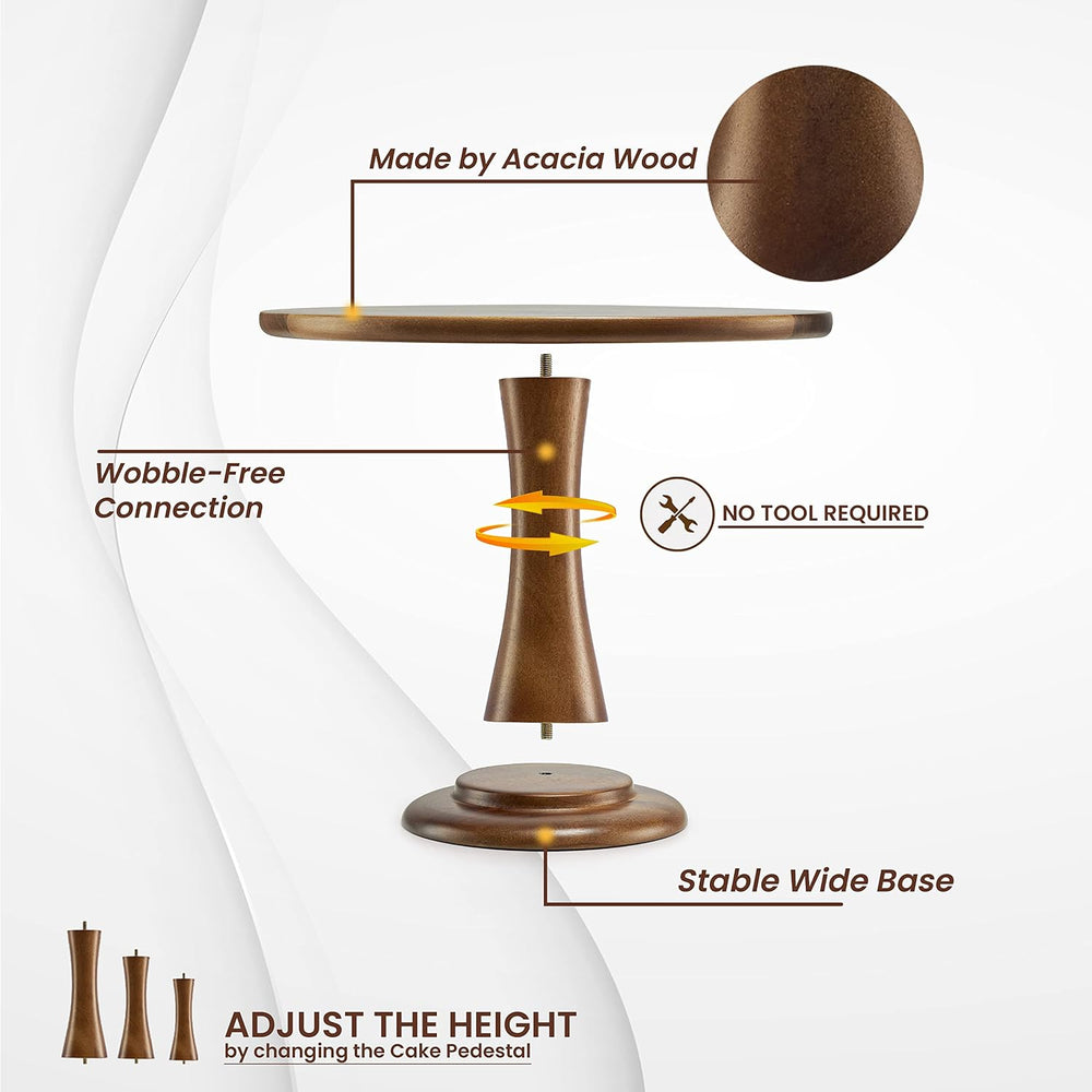 Tidita Set of 3 Size Wood Cake Stand Set, Easy To Assemble, Removable Tray