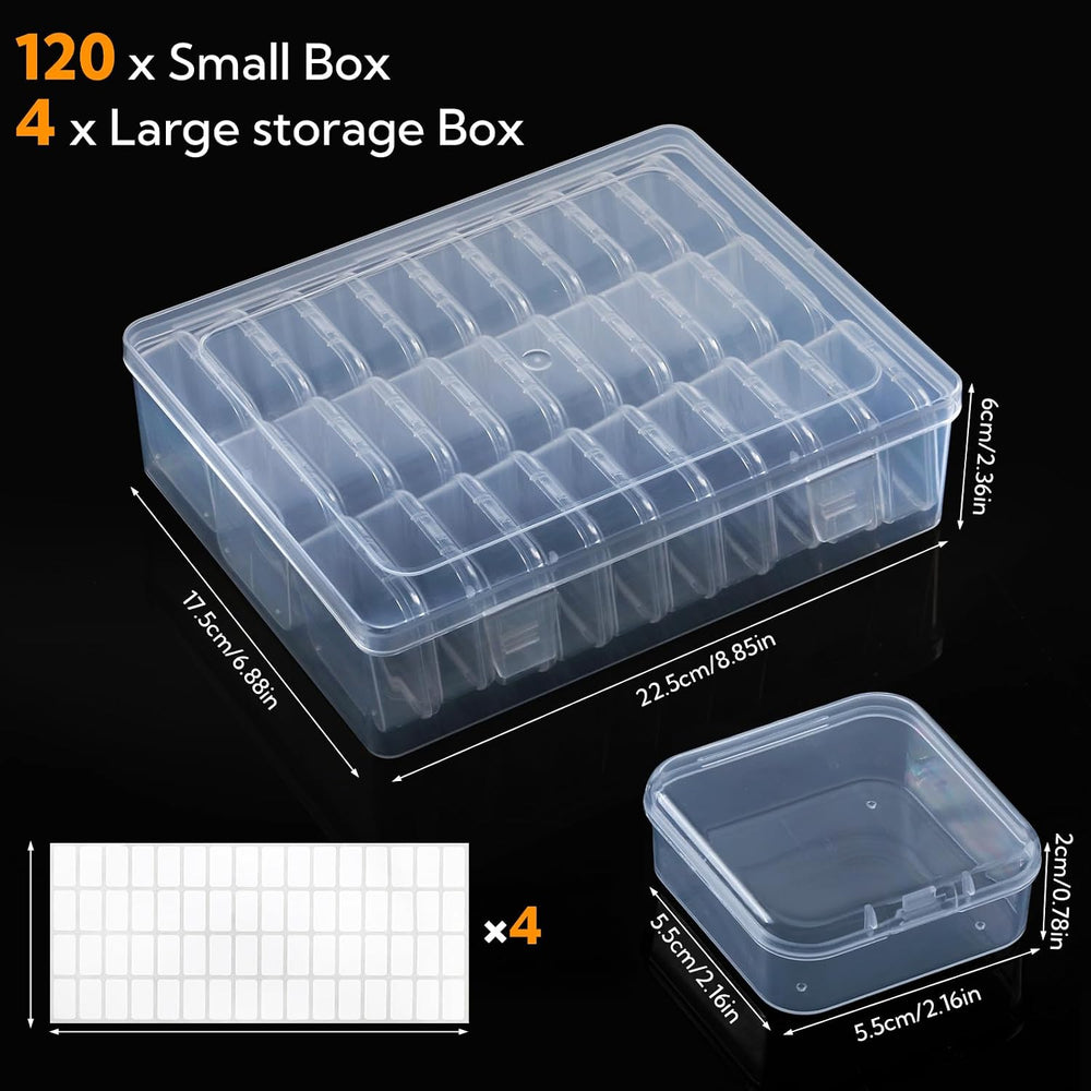 124 Pack Bead Organizer Box, Transparent Small Plastic Containers