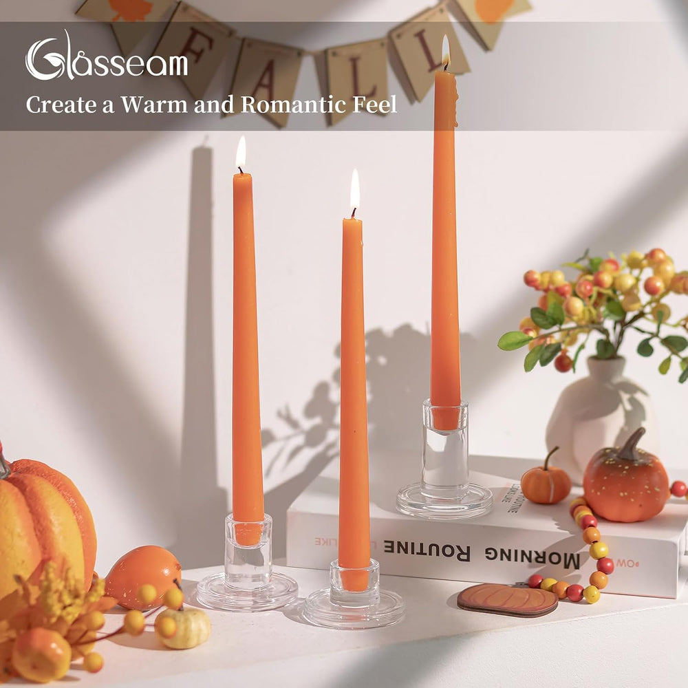 Glasseam Taper Candle Holders Bulk, 12Pcs Glass Candlestick for Centerpiece