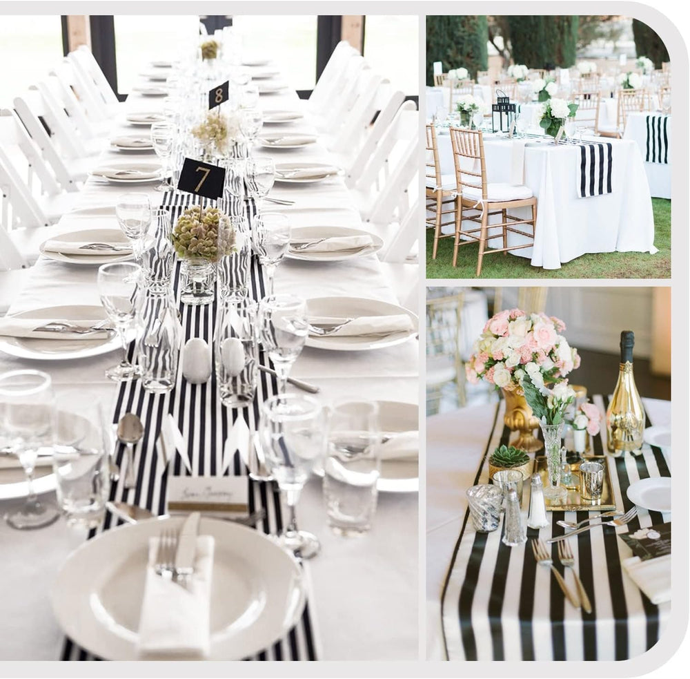16 Pack Black and White Table Runner 12x72Inch Striped Table Runner
