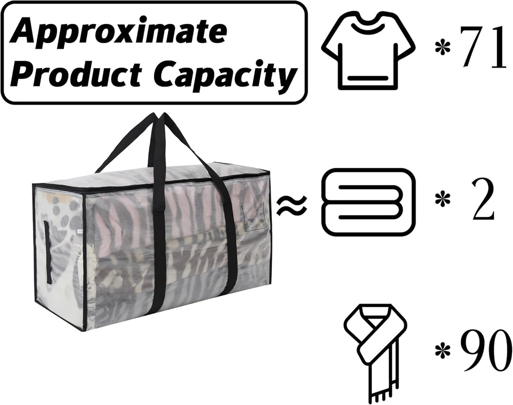 6-Pack Extra Large 93L Clear Moving Bags with Zippers, Storage Totes