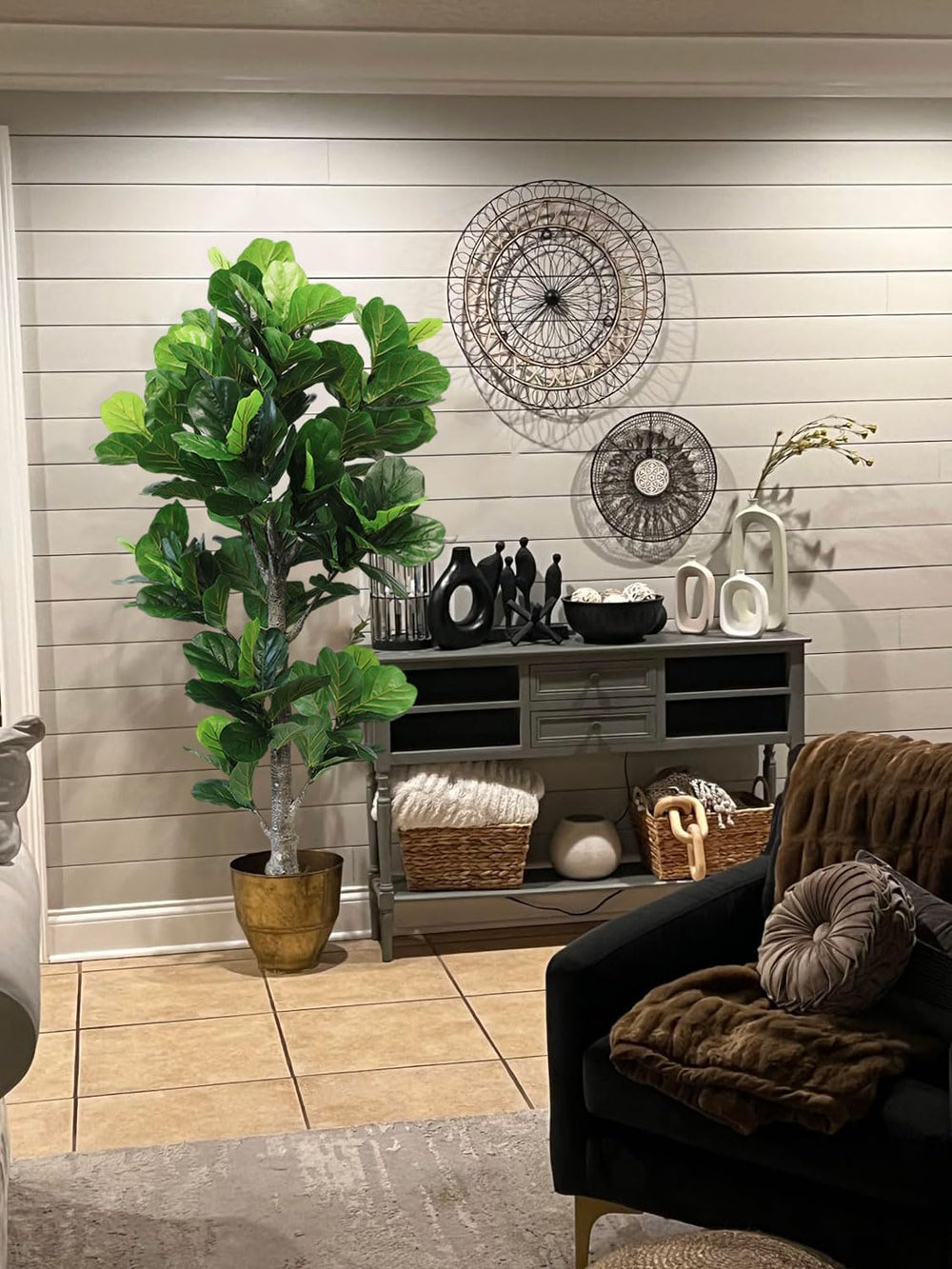 Aveyas 6ft Artificial Fiddle Leaf Fig Tree for Home Decor, 6 Feet Large Faux ...
