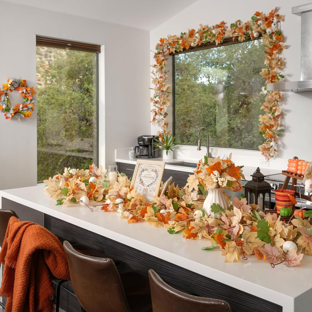 10 Pack Fall Garland, 59Ft Artificial Autumn Maple Leaves Vines Thanksgiving ...