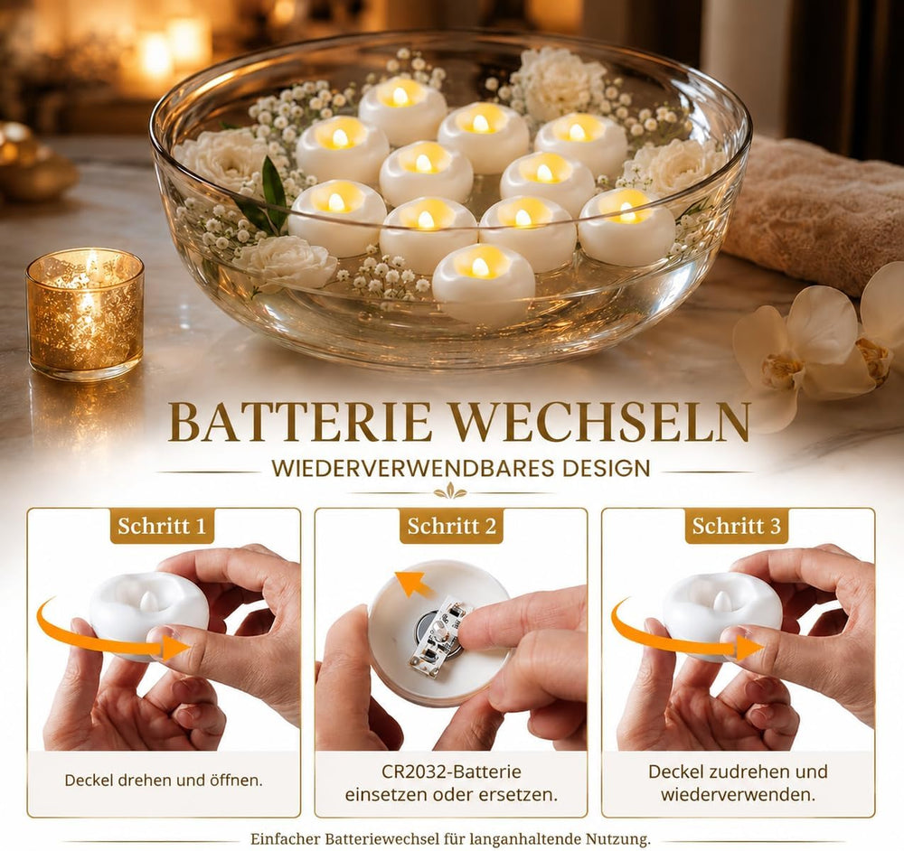 36 Pack 2.3” Flameless LED Floating Candles, Water-Activated Battery Operated...
