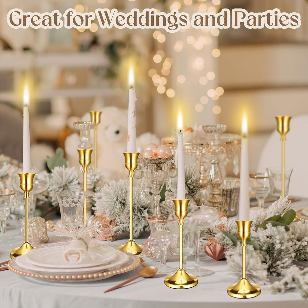 36PCS Brass Gold Taper Candle Holders Set, Vintage Metal Candlestick