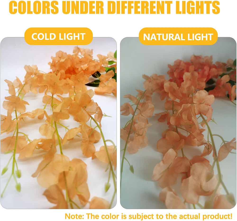24 Pack Orange Wisteria Hanging Flowers, 3.4 Ft Fake Hanging Flowers, Artific...