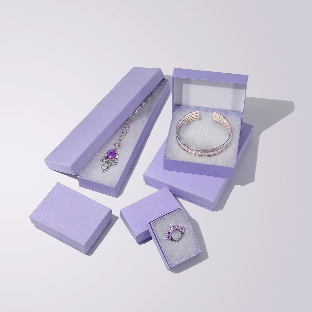 TheDisplayGuys 100 Cardboard Jewelry Gift Boxes with Inserts - Lavender