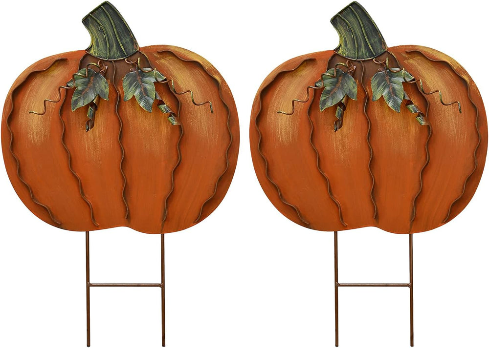 Pumpkin Garden Stake Metal Yard Sign Fall Decor Decorative Pumpkin Yard