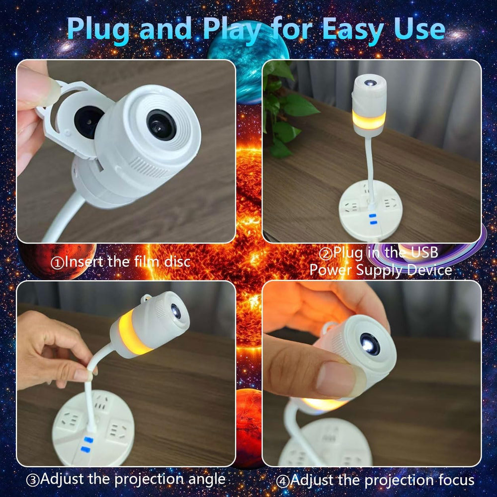5D Holographic Night Light Projector, USB Plug and Play HD Star Projector