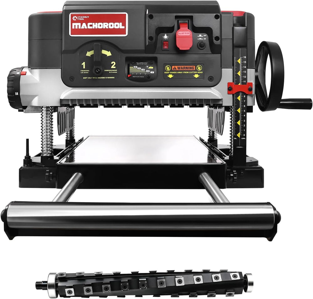 FindBuyTool 13" Benchtop Thickness Planer with Helical Cutterhead (FB132H)